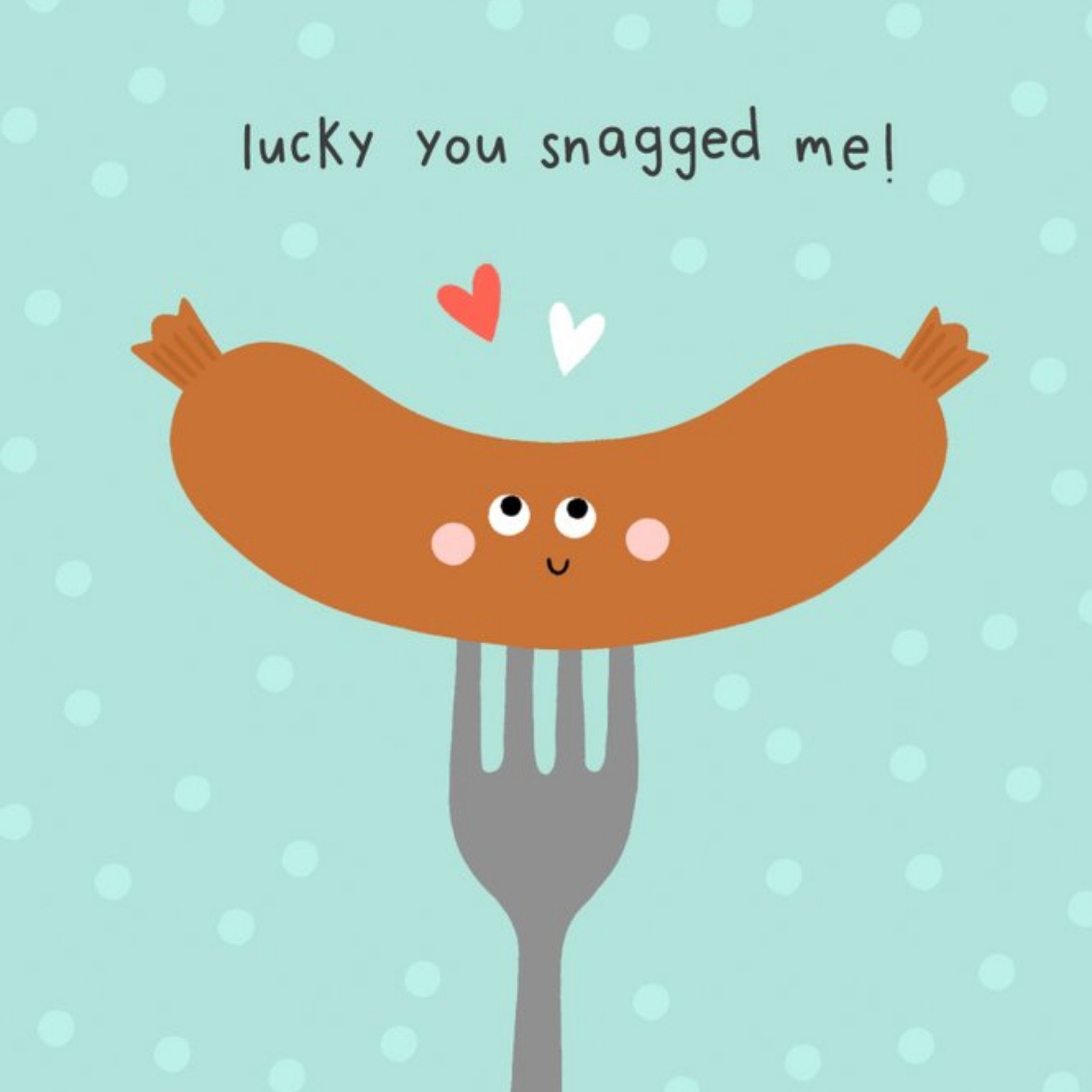 Moonpig Illustration Of A Smiley Faced Sausage On A Fork Valentine's Day Card, Large