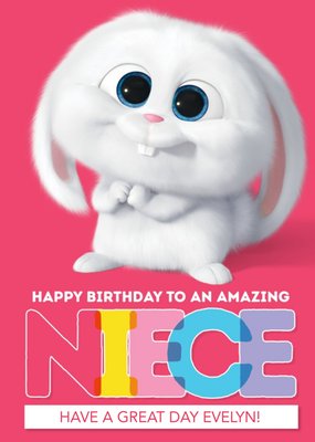 Universal Secret Life Of Pets 2 Happy Birthday Amazing Niece Card featuring Snowball