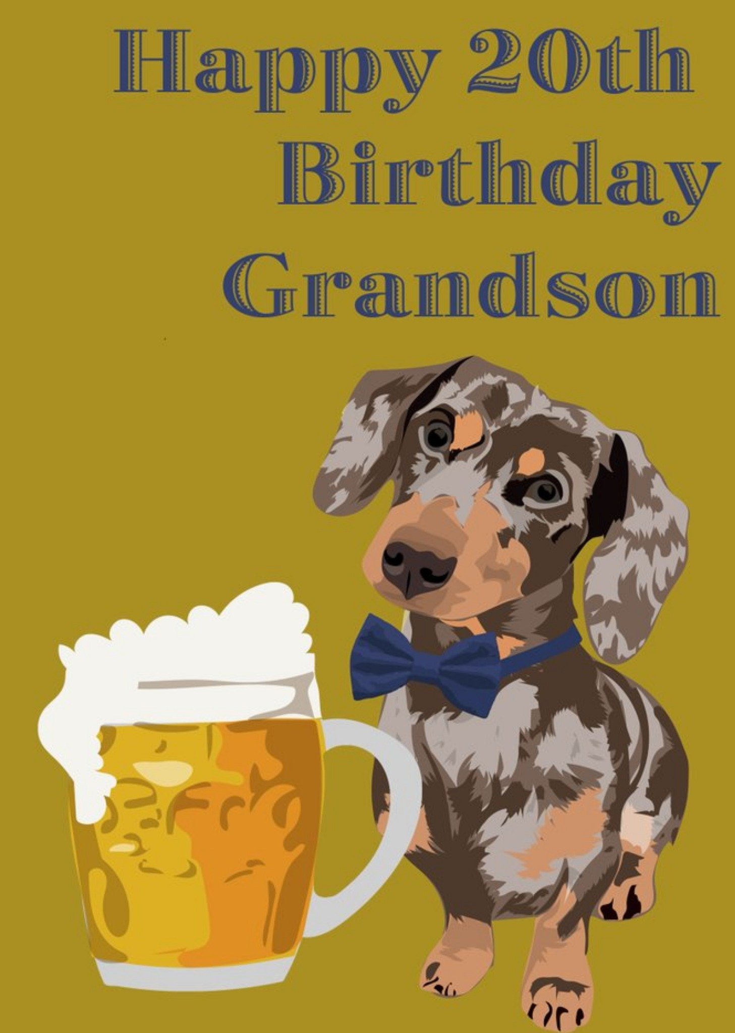 Moonpig Illustrated Sausage Dog Grandson 20th Birthday Card, Large