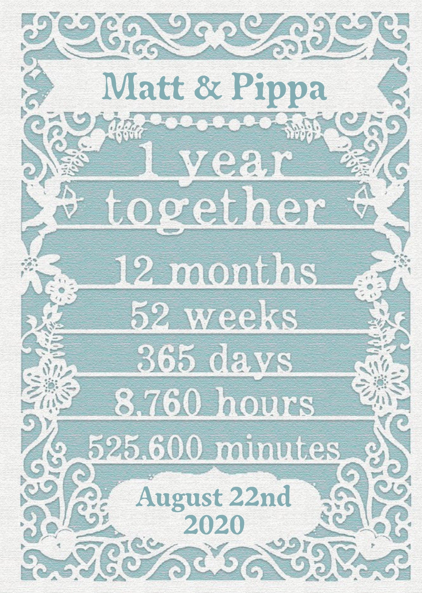 Paper Frames One Year Together First Anniversary Card Ecard