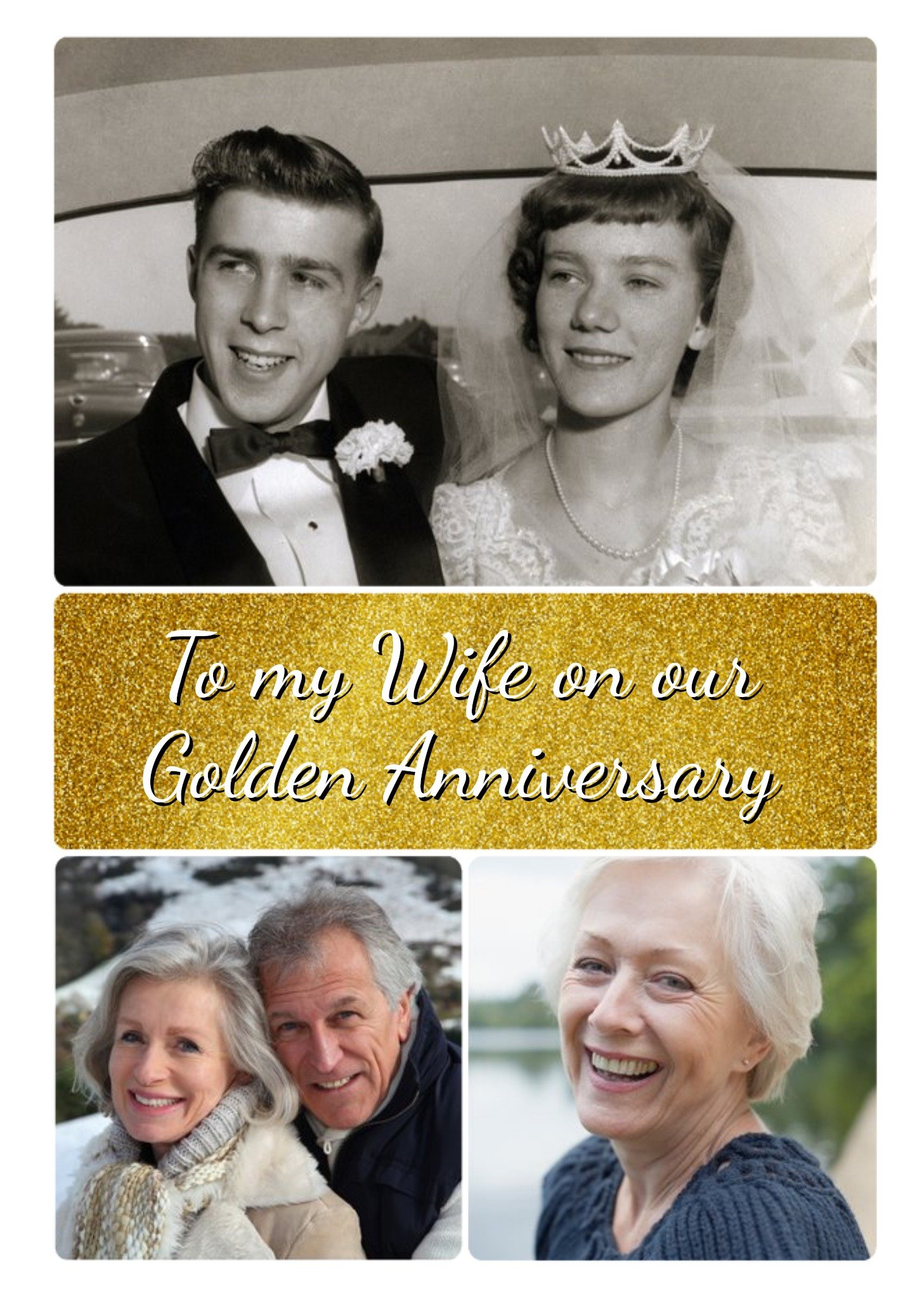 Moonpig Golden Anniversary Photo Upload Card For Wife, Large