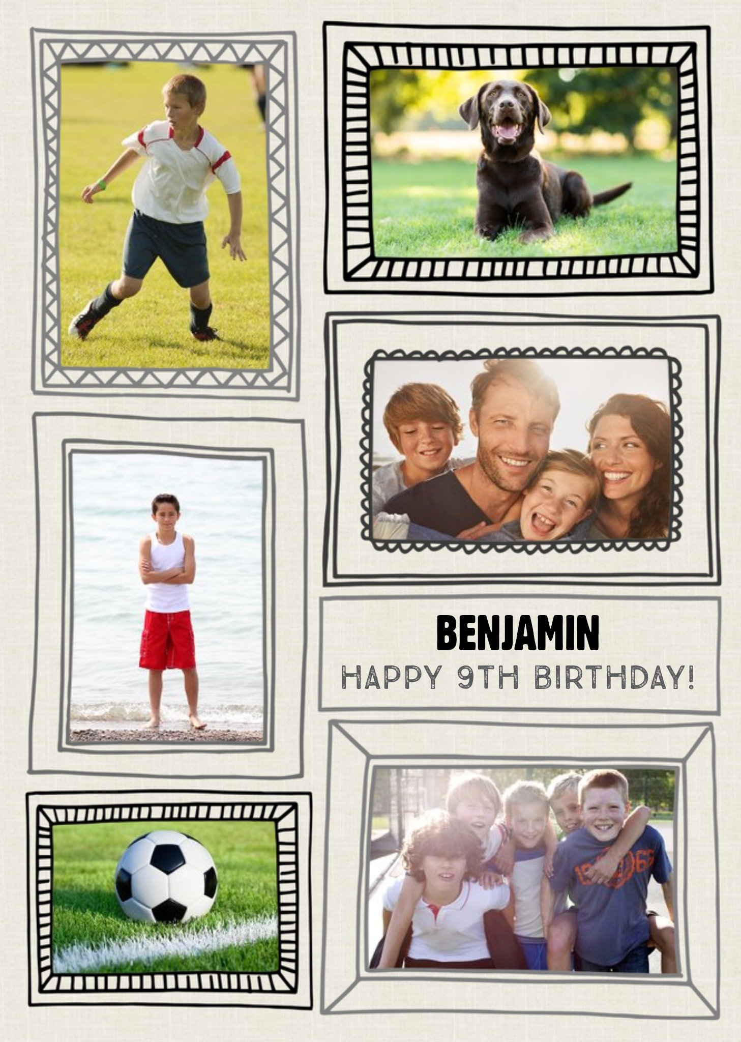 Sketched Frames Birthday Photo Upload Card Ecard