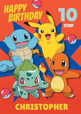 Pokemon Characters 10 Today Birthday Card