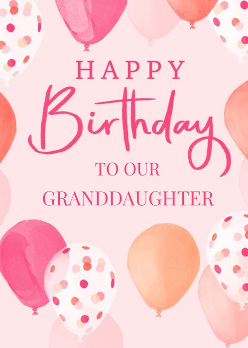 Okey Dokey Illustrated Birthday Balloons Granddaughter Birthday Card
