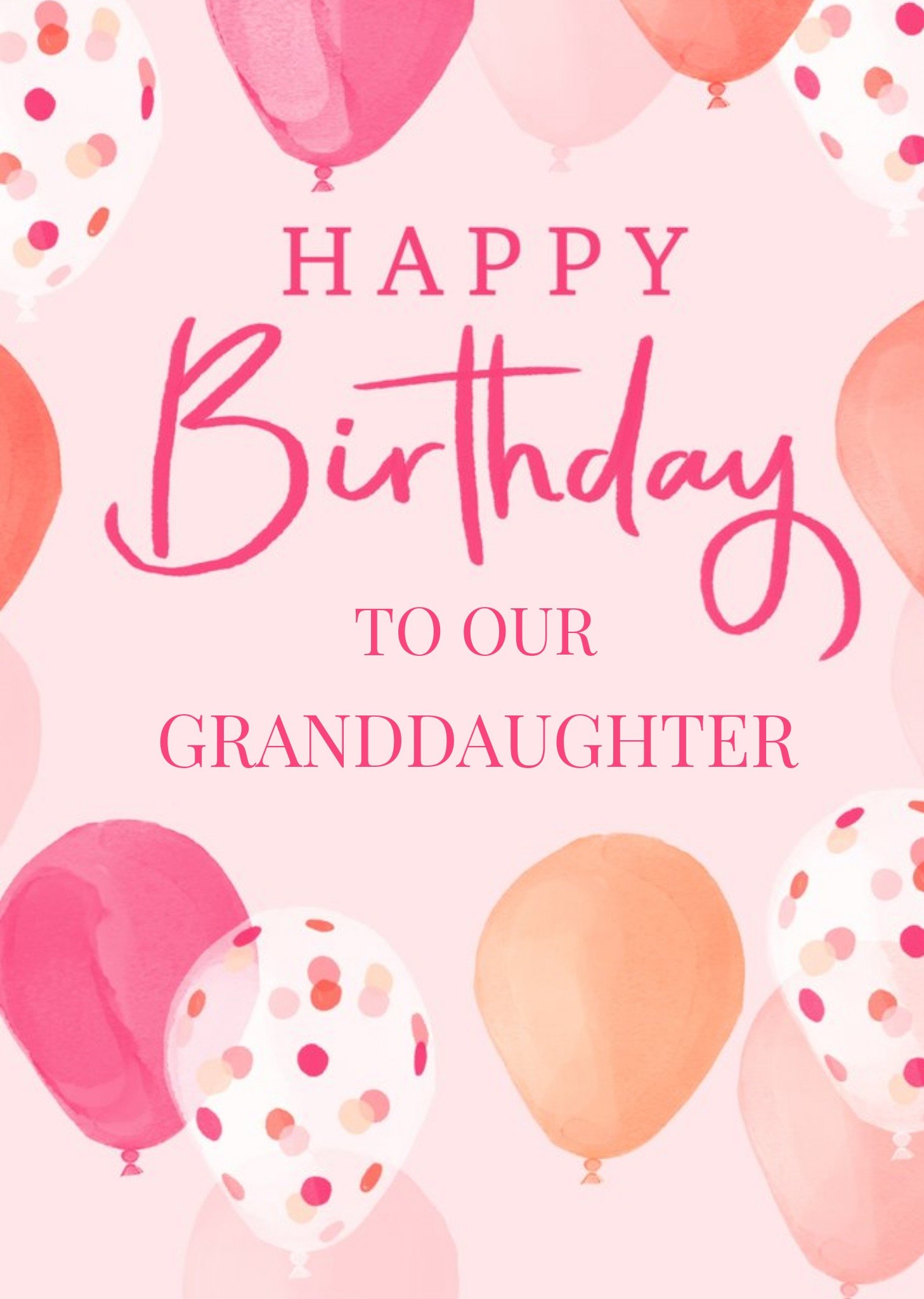 Okey Dokey Design Okey Dokey Illustrated Birthday Balloons Granddaughter Birthday Card, Large