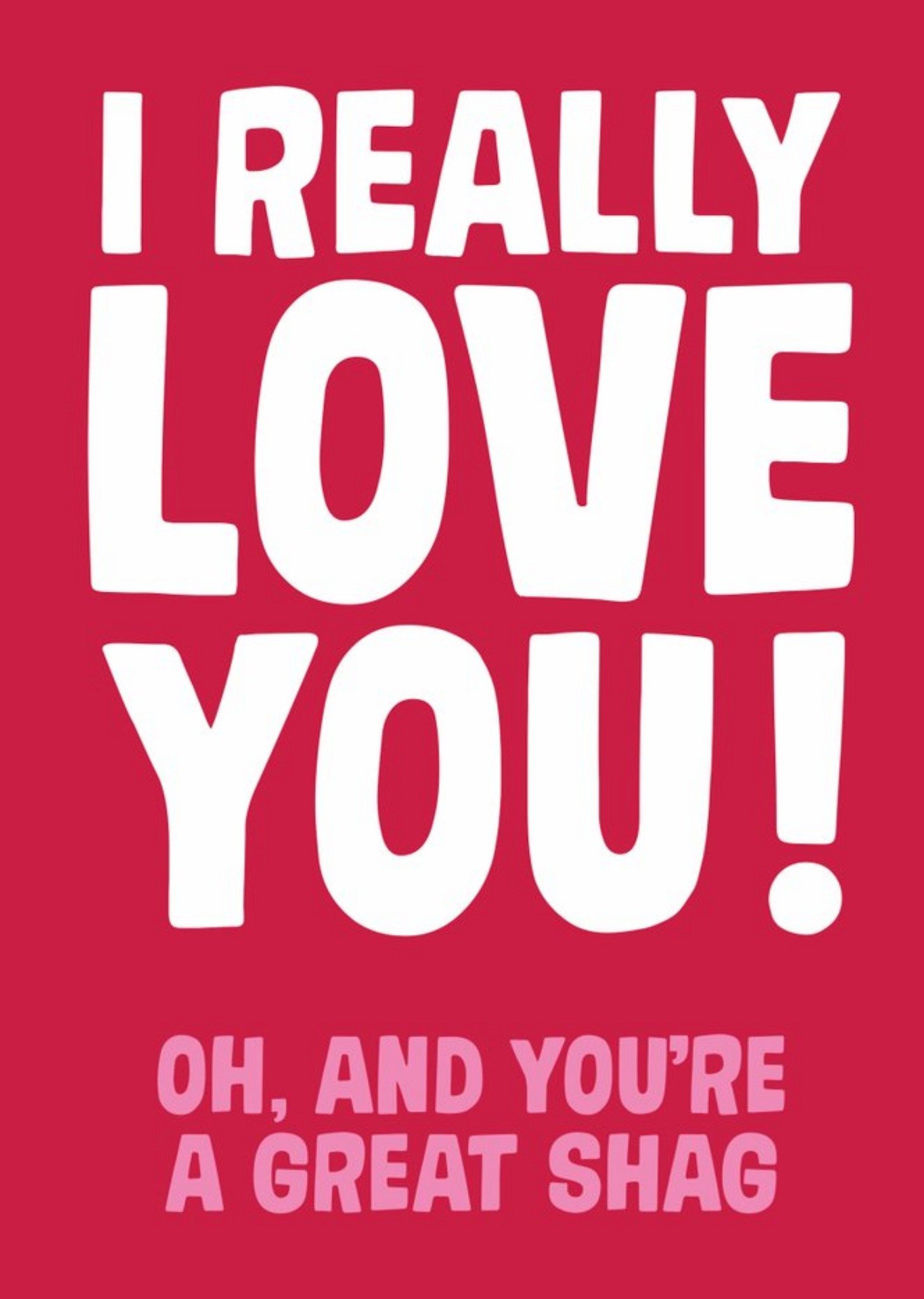 Moonpig Rude Funny Typographic I Really Love You Card, Large