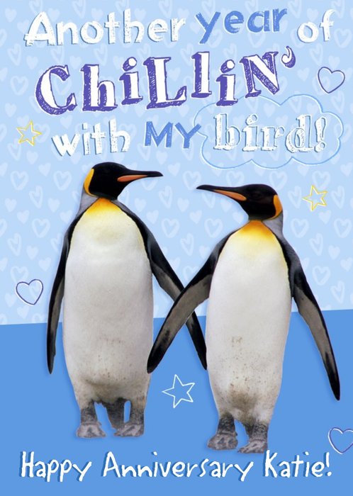 Another Year Of Chillin' With My Bird Personalised Happy Anniversary Card