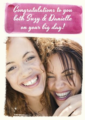 Pink Watercolour Banner Photo Upload Card