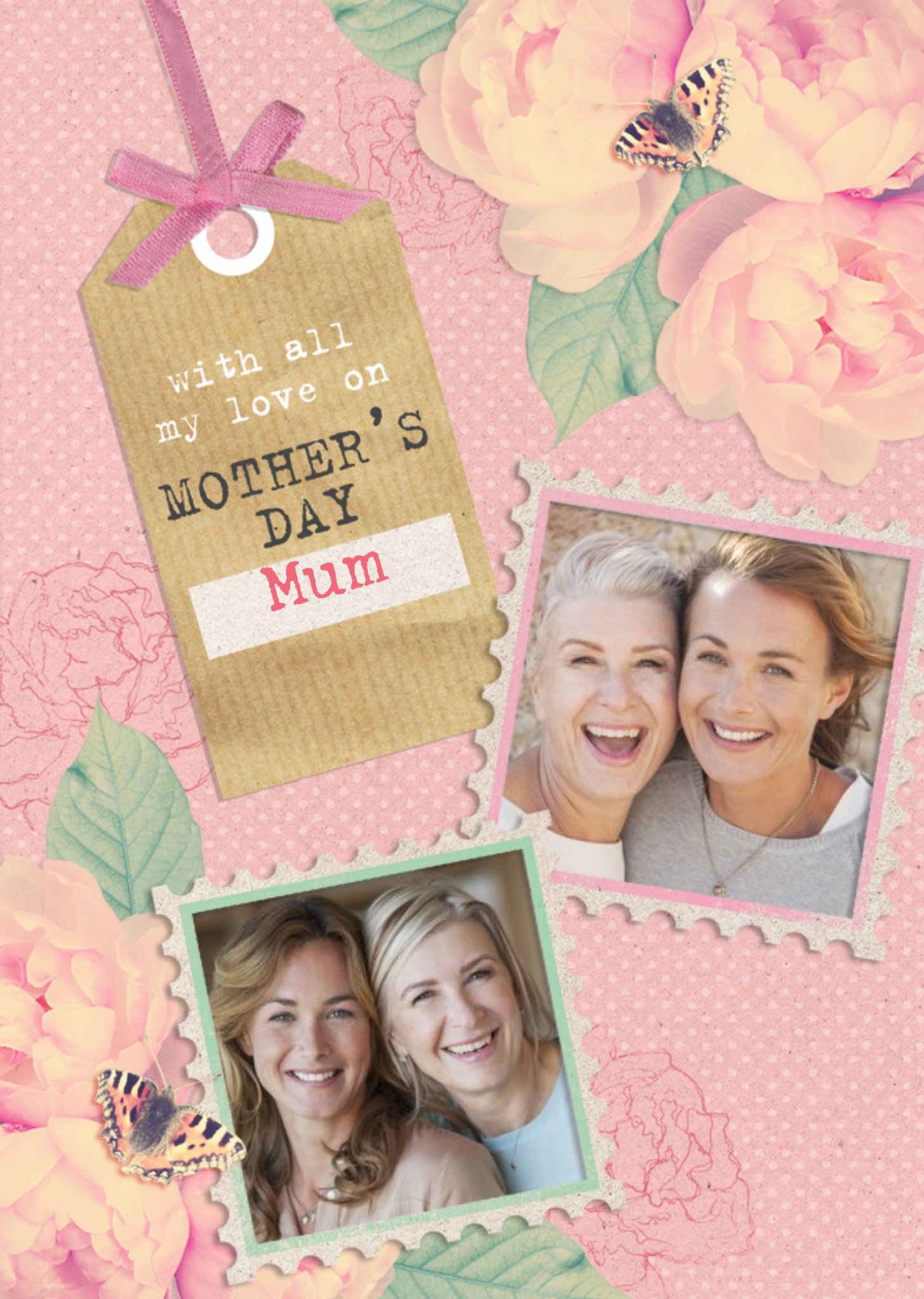 Moonpig Mother's Day Card - Peony Photo Upload Card Ecard
