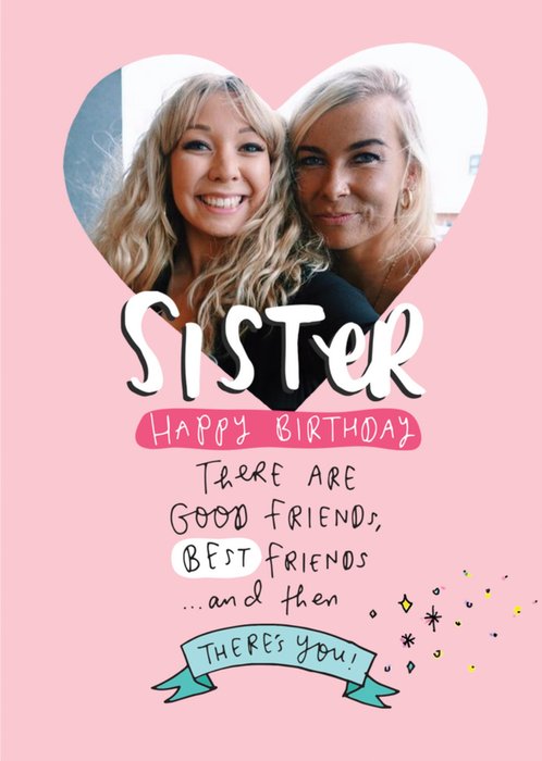 Happy Birthday Sister Heart Photo Upload Card