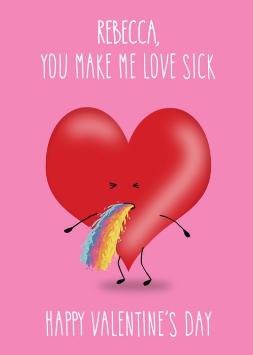 Illustrated Love Sick Heart Valentines Day Card