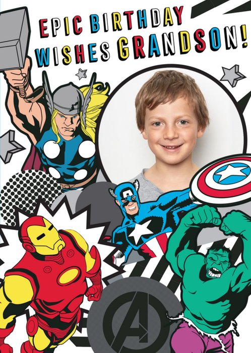 Marvel Comics Grandson Epic Birthday photo upload card