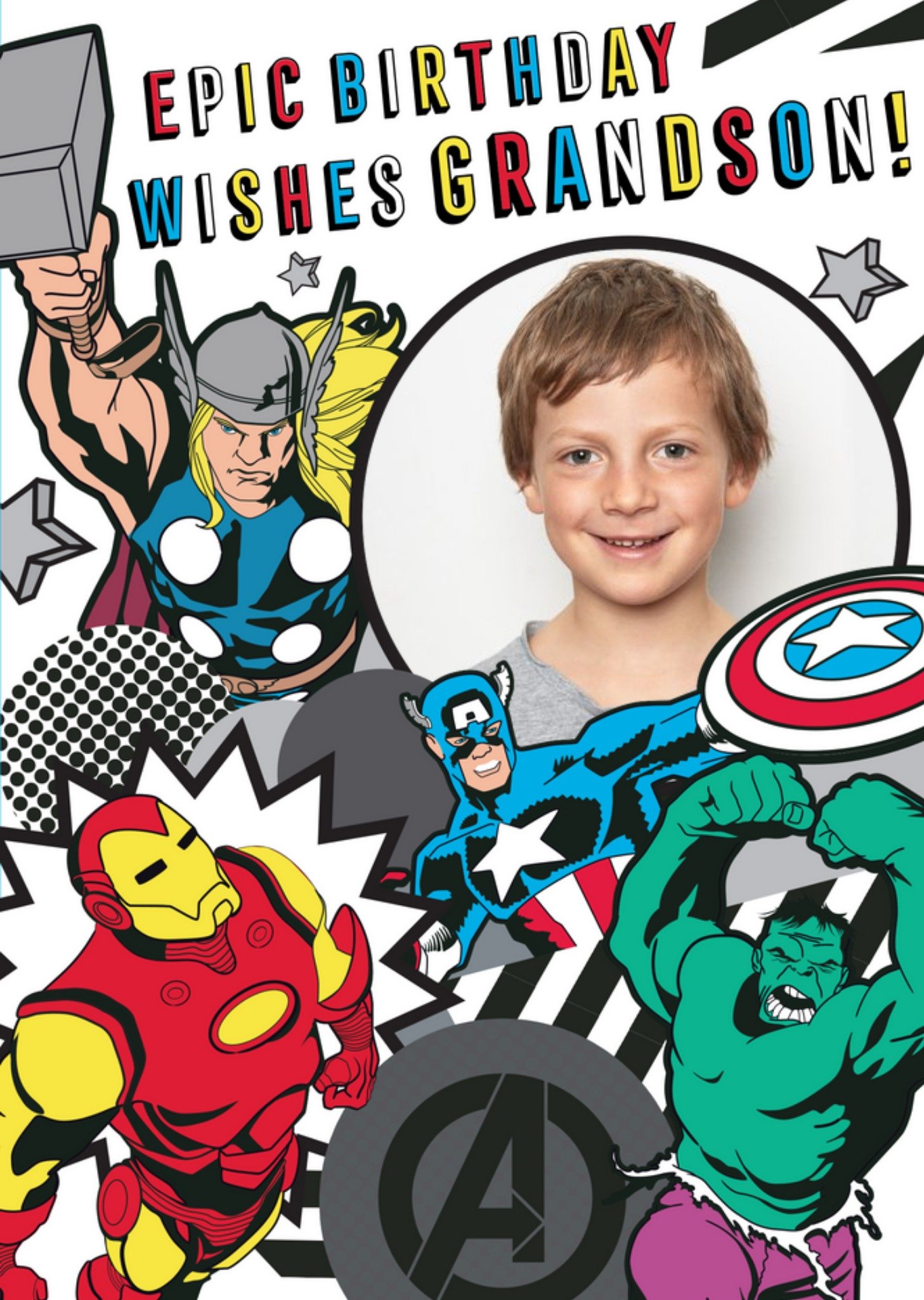 Marvel Comics Grandson Epic Birthday Photo Upload Card, Large