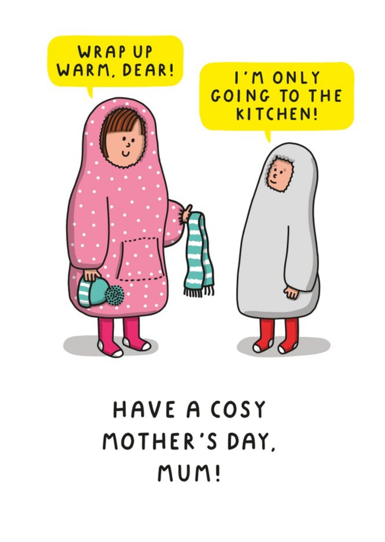 Illustration Of Mother And Child Wearing Oodies Humorous Mother's Day Card Ecard