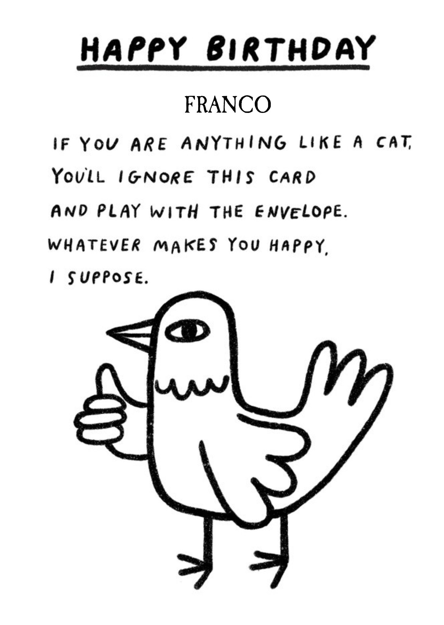 Moonpig Pigment Simple Illustrated Pigeon Typographic Customisable Birthday Card Ecard