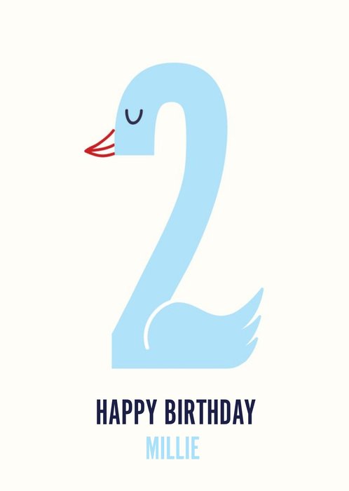 Happy Birthday Card - Cute - Swan