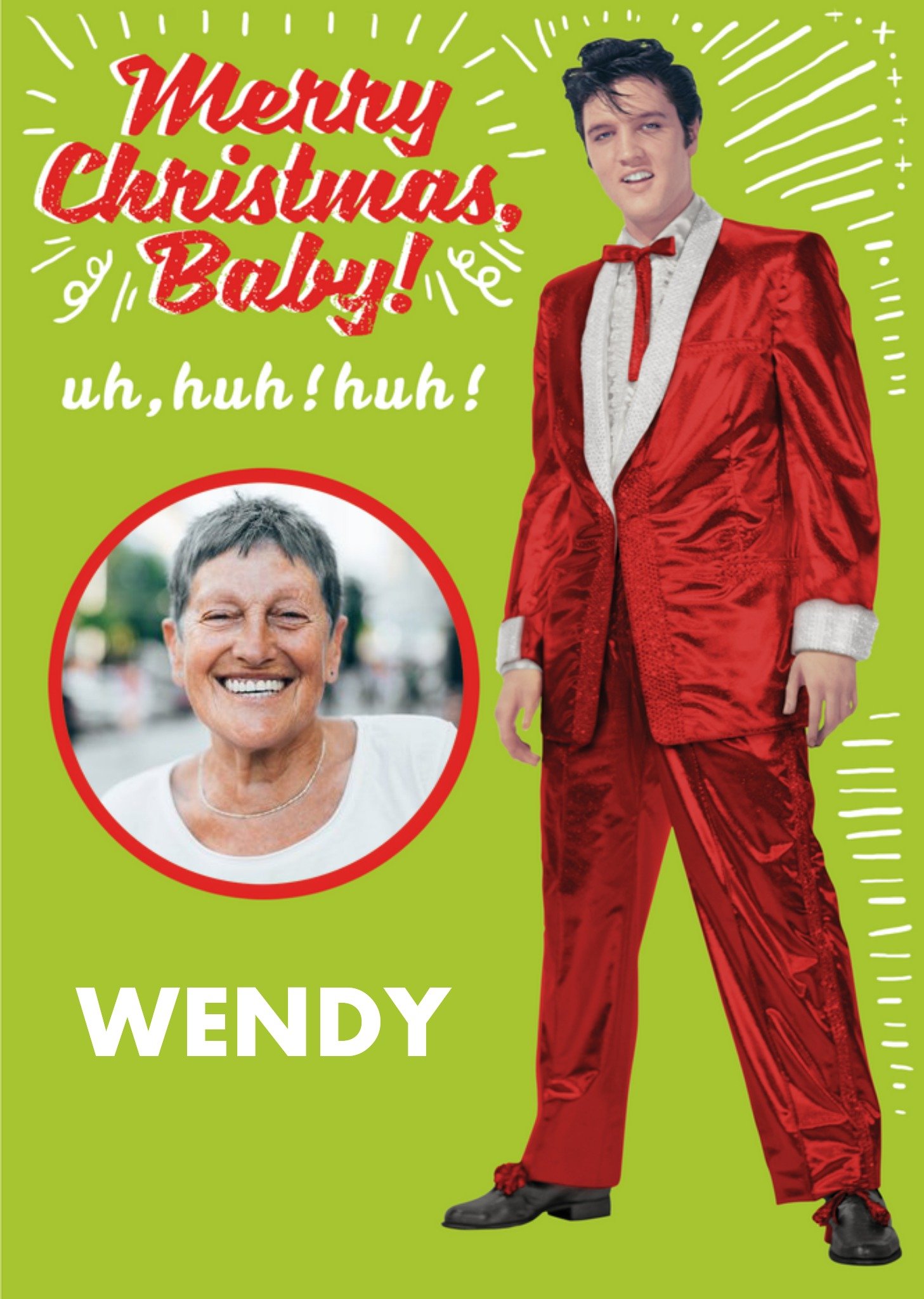 Moonpig Funny Elvis Uh Huh Huh Photo Upload Christmas Card Ecard