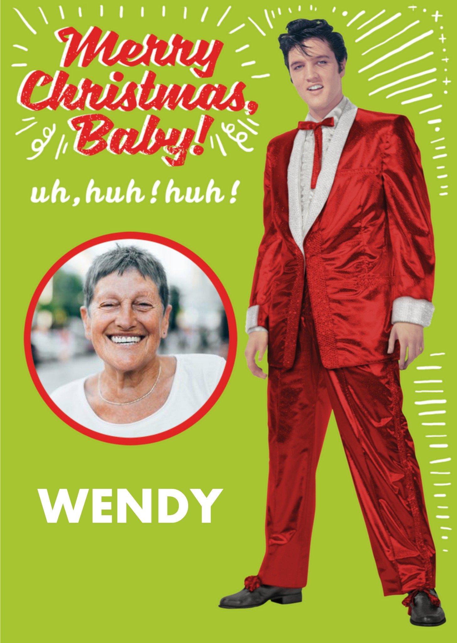 Funny Elvis Uh Huh Huh Photo Upload Christmas Card