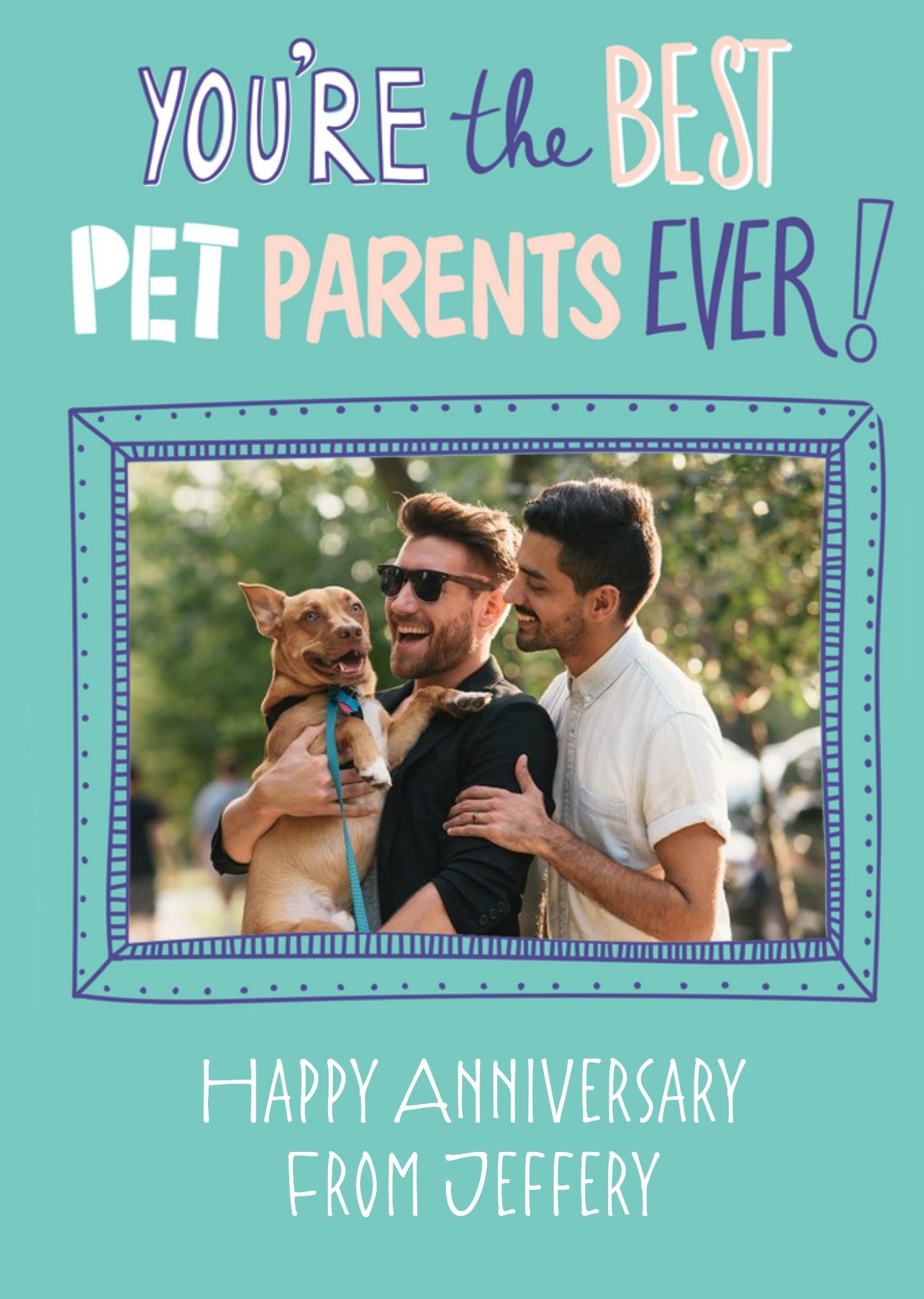 Moonpig Best Pet Parents Ever Photo Upload Anniversary Card, Large