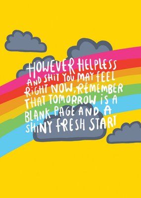 Rainbow Clouds Motivation Tomorrow Blank Page Fresh Start Thinking of You Card