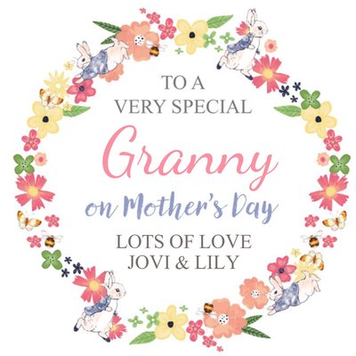 Peter Rabbit Floral To A Very Special Grandma On Mothers Day Card
