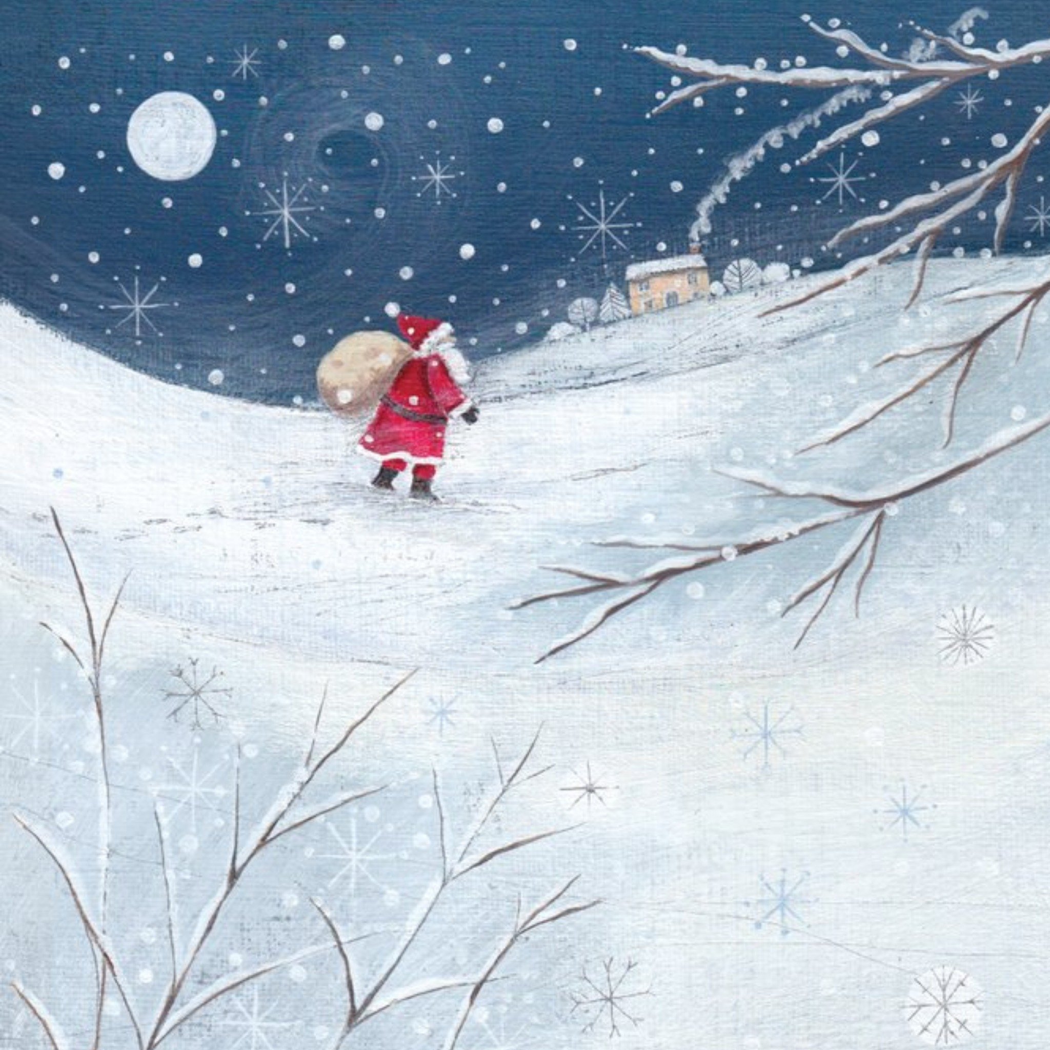 Moonpig Santa Walking Through The Snow Christmas Card, Large
