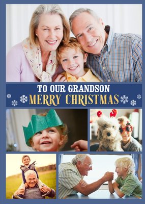 To Our Grandson Multiple Photo Upload Christmas Card