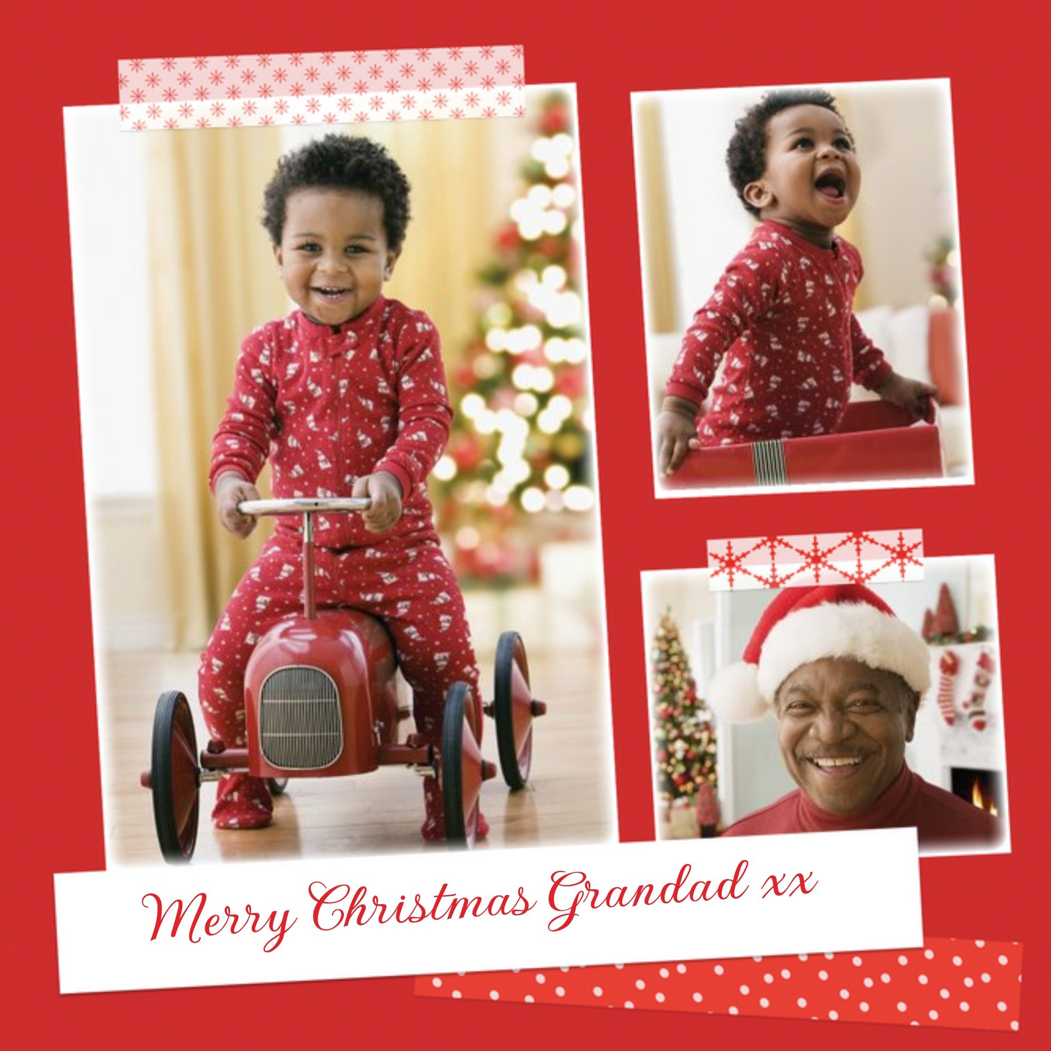 Bright Red Multi-Photo Christmas Card, Square