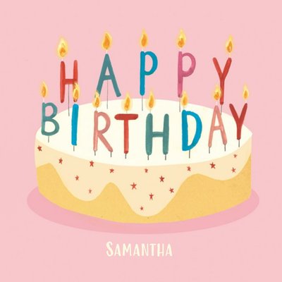 Happy Birthday Cake - Square Birthday Card