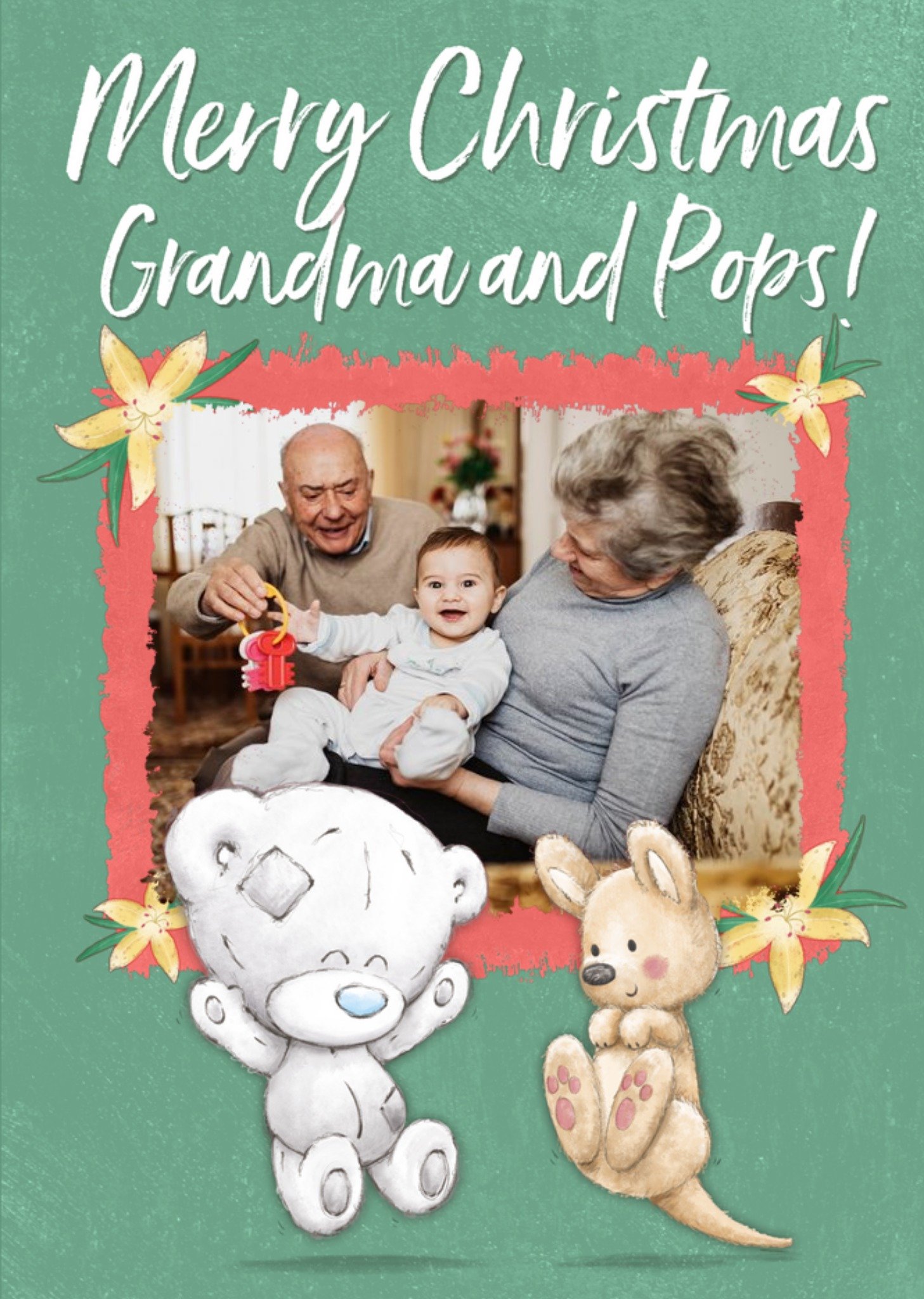 Tiny Tatty Teddy Merry Christmas Grandma & Pops Photo Upload Card Ecard