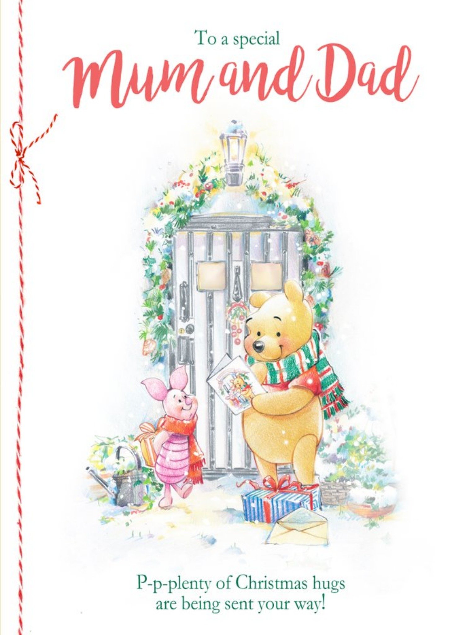 Disney Winnie The Pooh Mum & Dad Christmas Card, Large