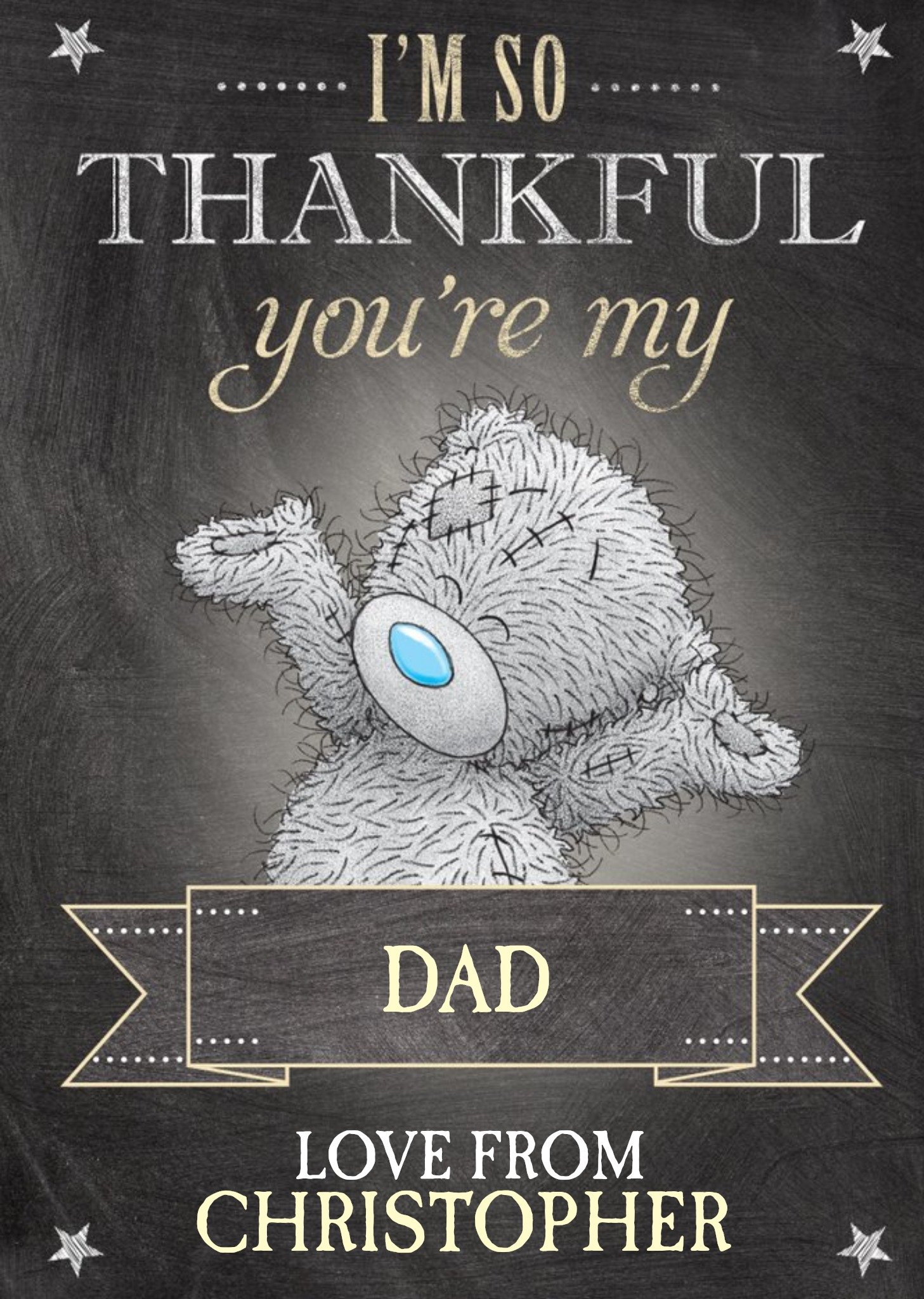 Me To You Tatty Teddy With Corner Stars Personalised Happy Father's Day Card