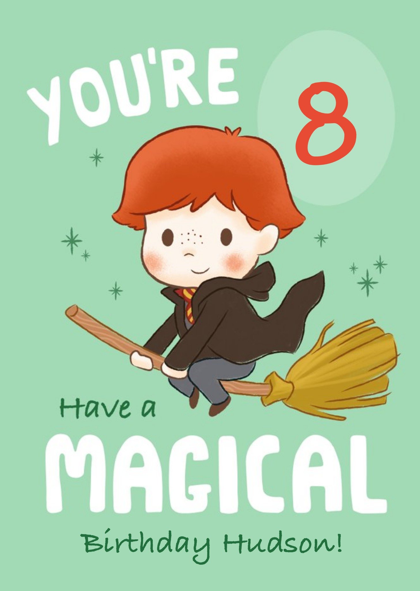 Illustrated Harry Potter Ron Weasley 8th Birthday Card Ecard