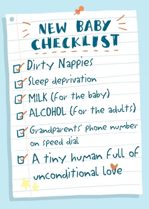 Funny New baby checklist Postcard