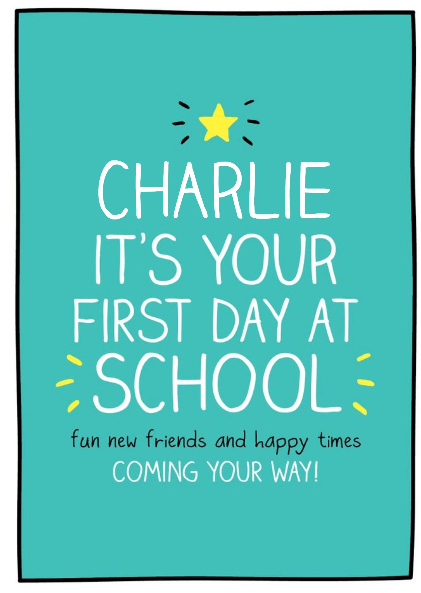 Happy Jackson New School Star Hand Drawn Lettering Blue Card Ecard