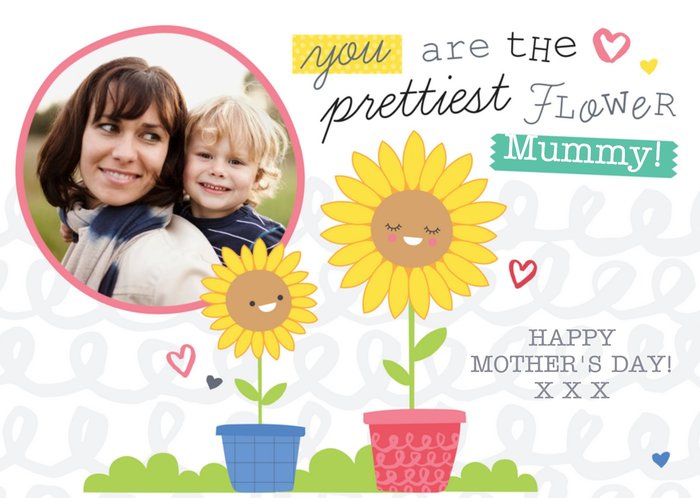 You Are The Prettiest Flower Personalised Photo Upload Mother's Day Card