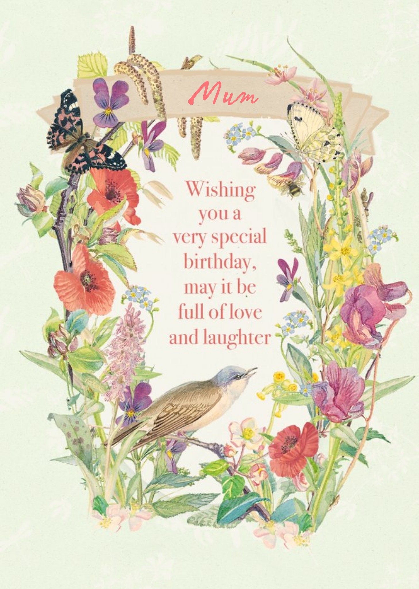 Edwardian Lady Summer Field Flowers Personalised Happy Birthday Card, Large