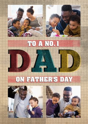 Grid Background To A Number One Dad Father's Day Multi-Photo Card