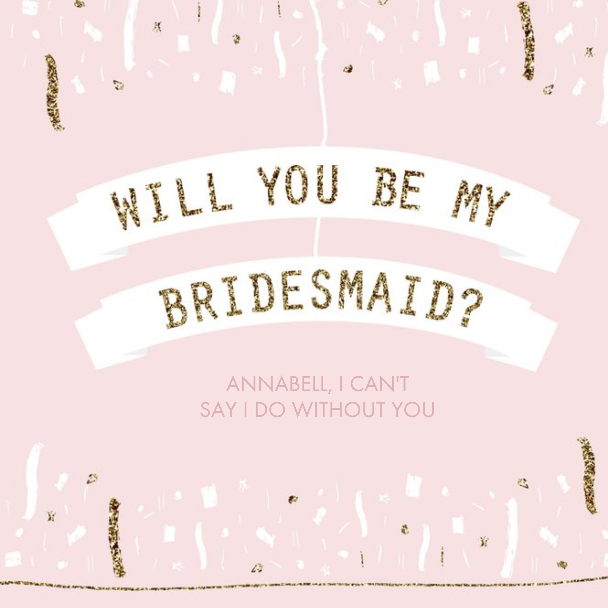 Moonpig Gold Confetti Will You Be My Bridesmaid Card, Square