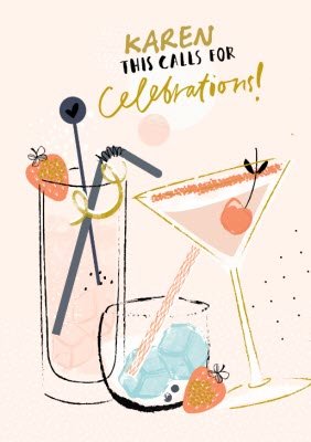 UK Greetings Carlton Cards Fruit Birthday Celebration Cocktails Card