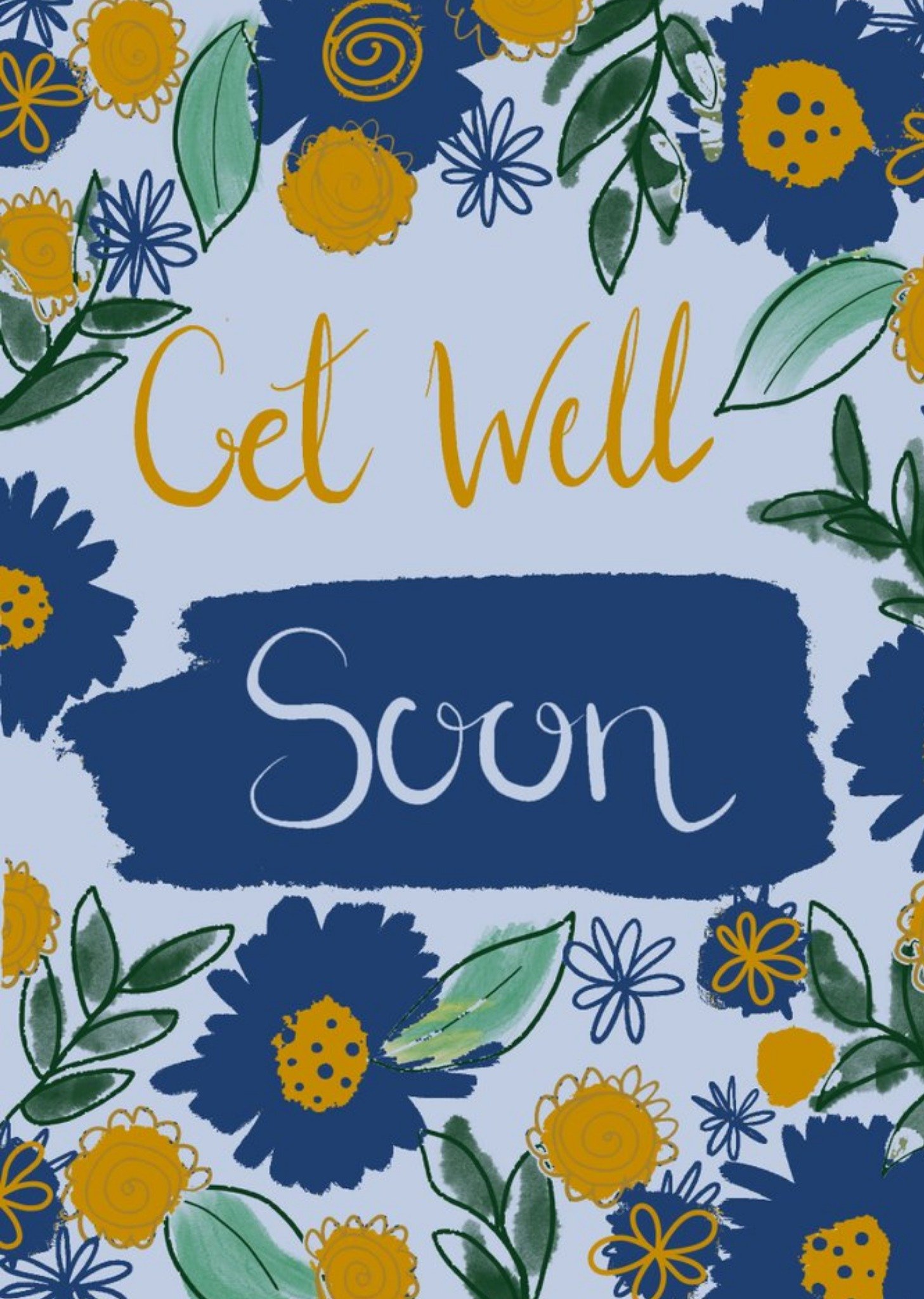 Moonpig Illustrated Get Well Soon Floral Card Ecard