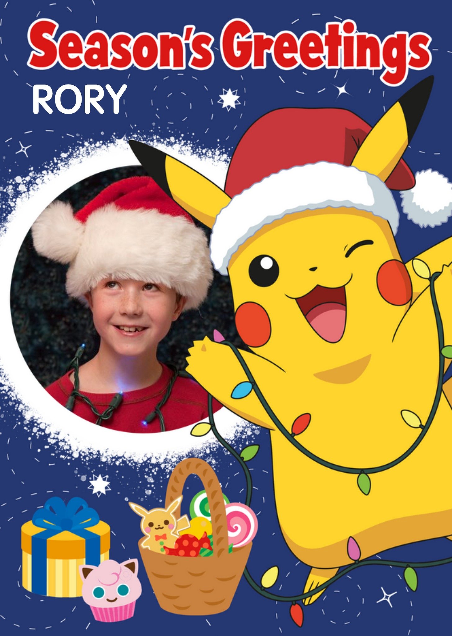 Pokemon Characters Season's Greetings Photo Upload Card Ecard