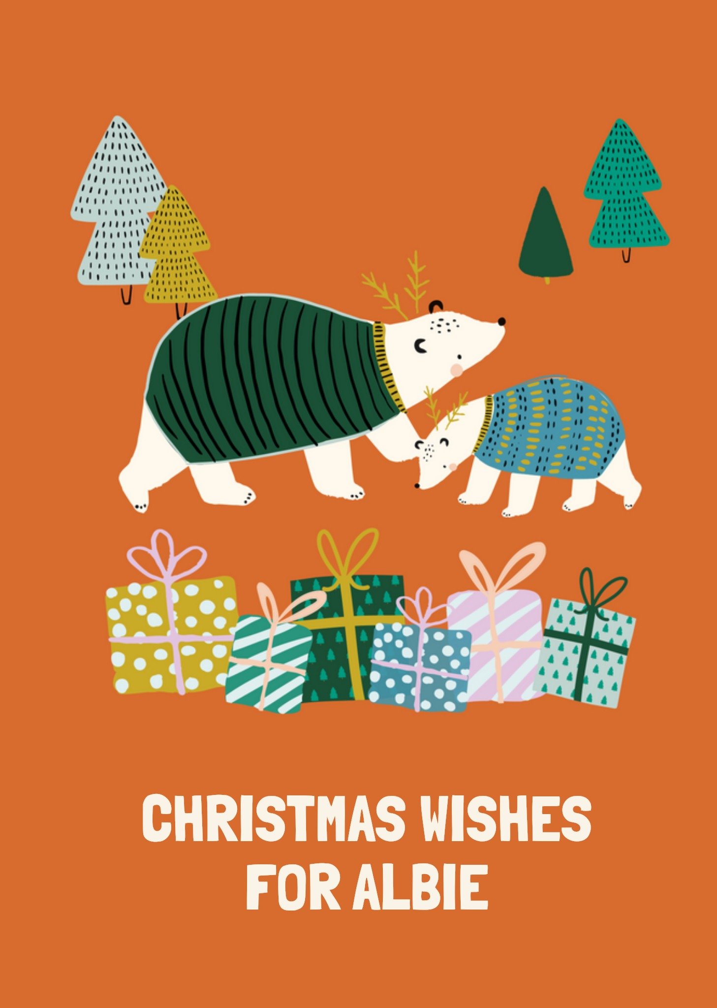 Moonpig Polar Bears In Christmas Jumpers Christmas Card, Large