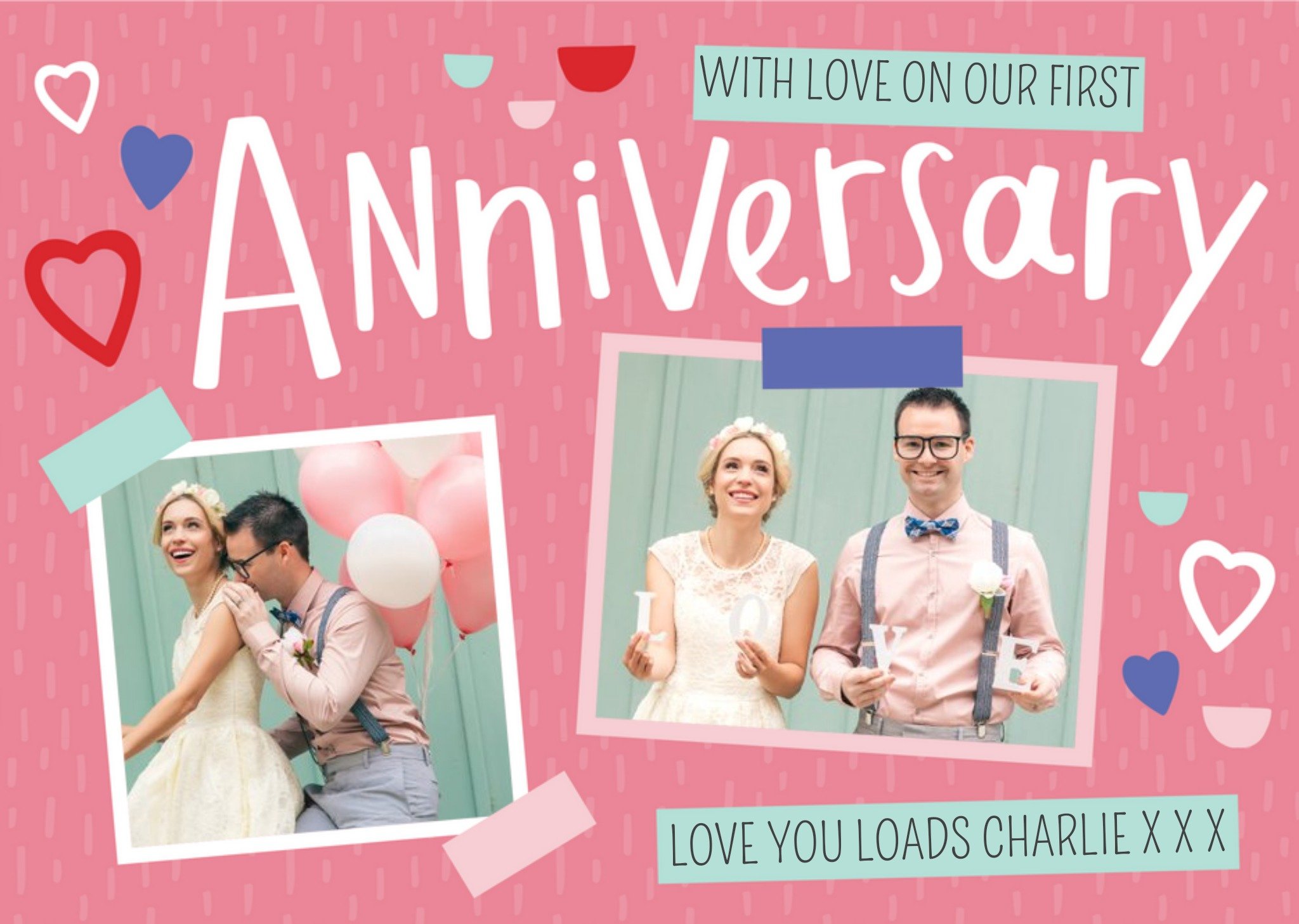 Moonpig Personalised First Anniversary Card - Photo Upload Card, Large