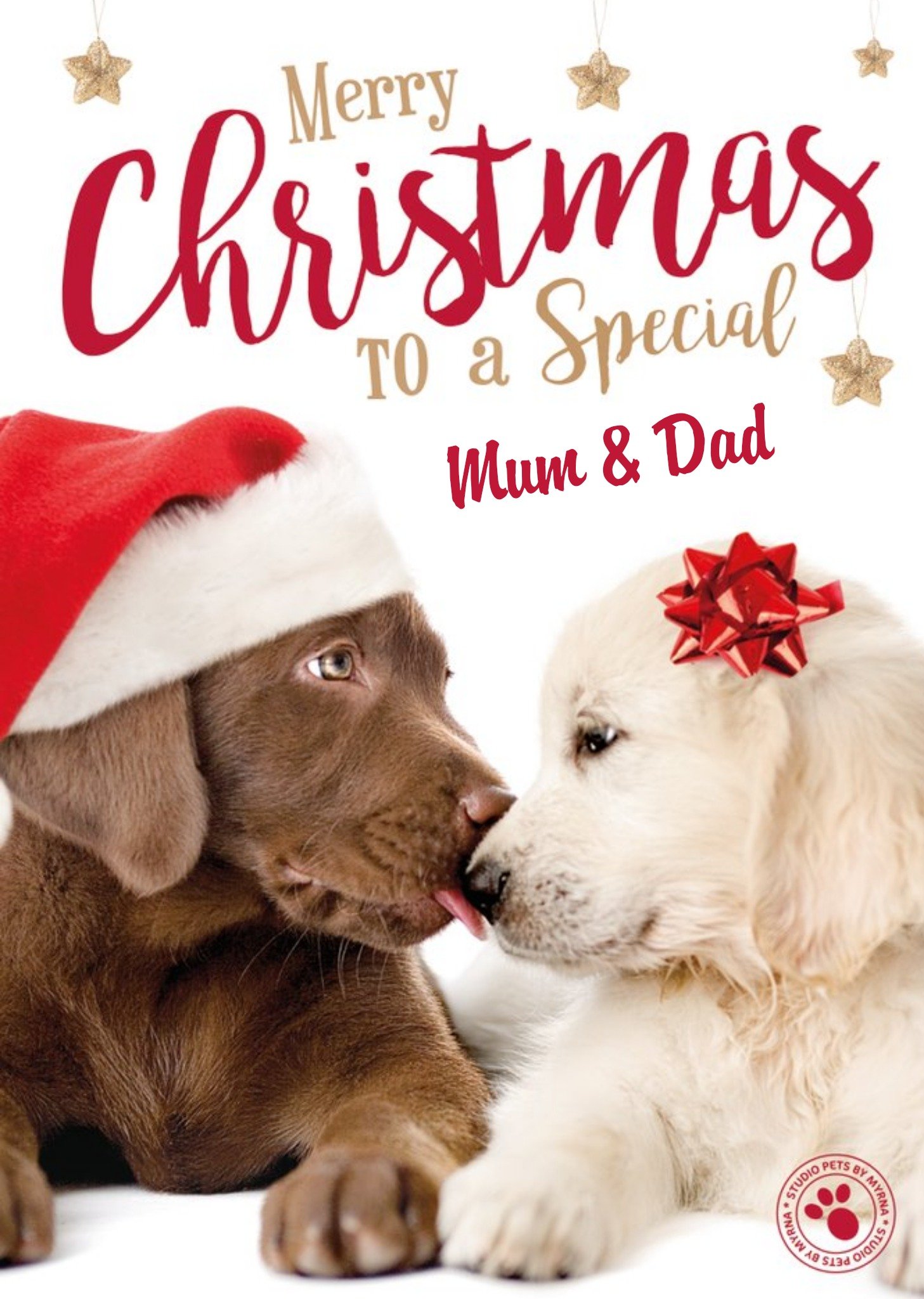 Studio Pets Puppy Kisses Personalised Christmas Card Ecard
