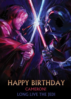 Obi Wan Kenobi Dueling Darth Vader Painted Star Wars Birthday Card