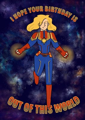 Marvel Comics Cartoon Captain Marvel Birthday Card