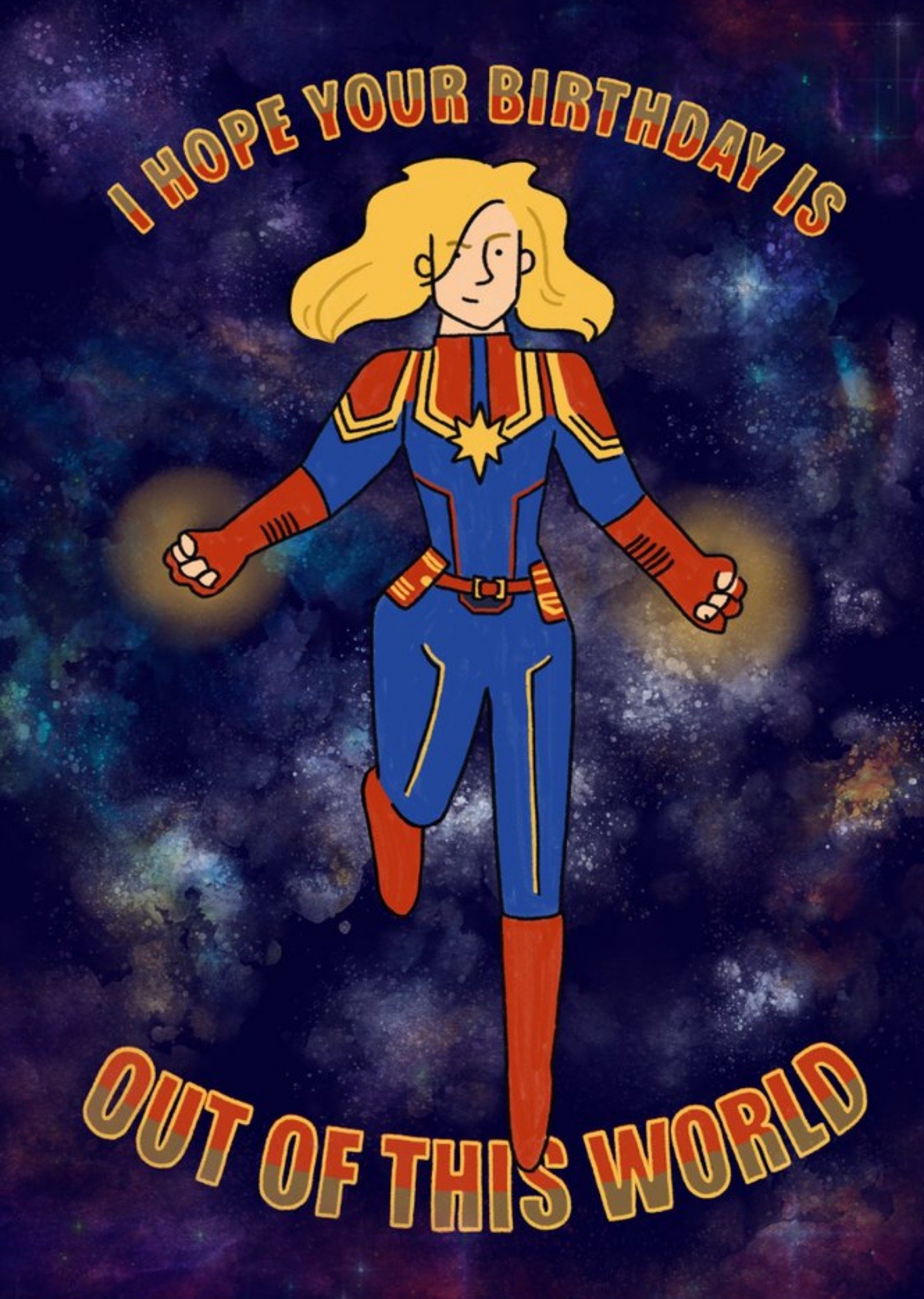 Marvel Comics Cartoon Captain Marvel Birthday Card Ecard