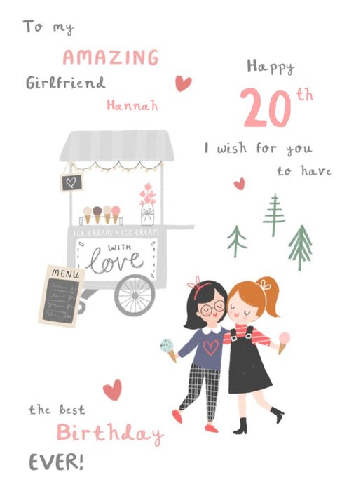 LGBTQ Illustrated Characters Customisable Girlfriend Card