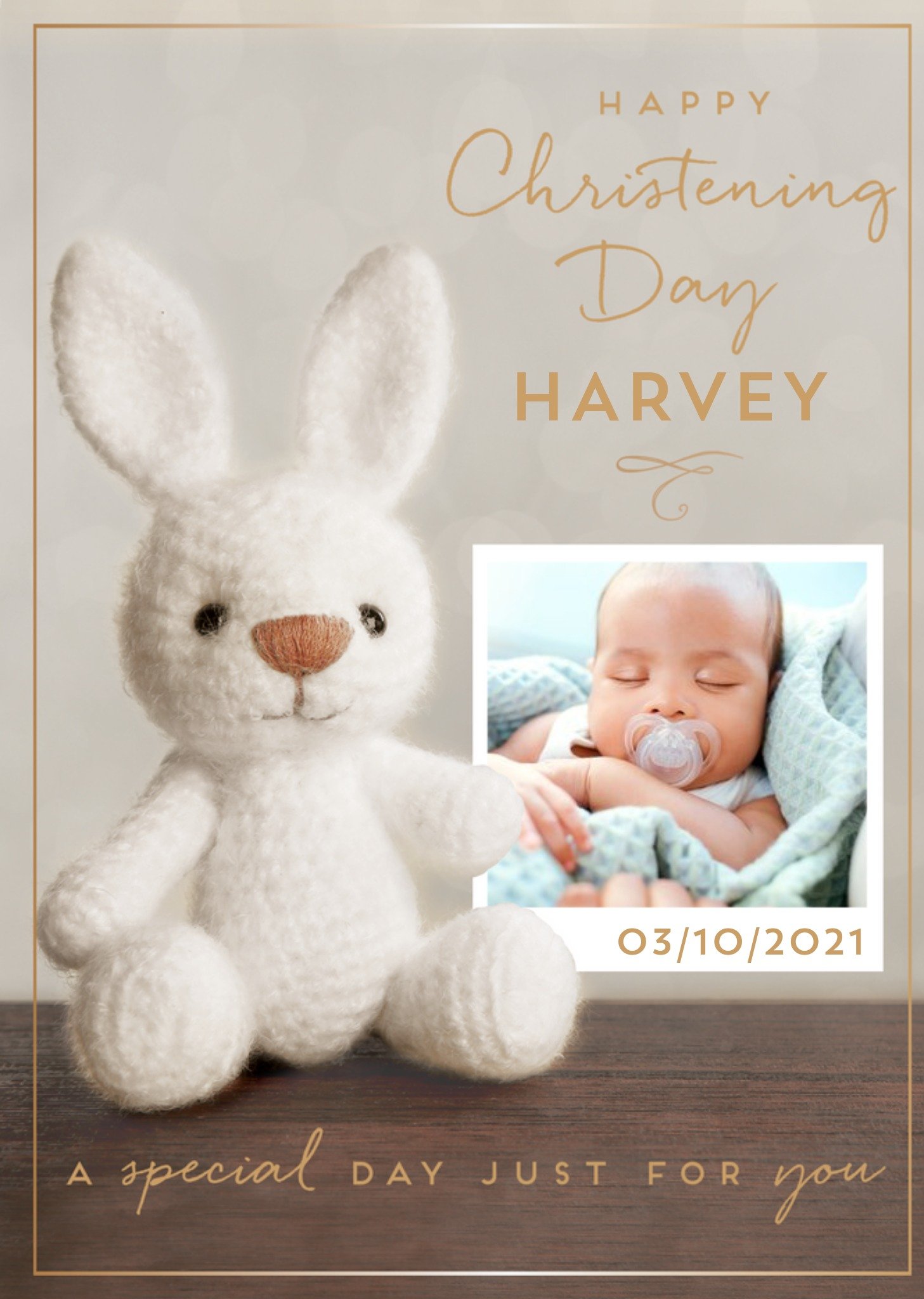 Moonpig Cute Special Day For You Photo Upload Christening Day Card, Large